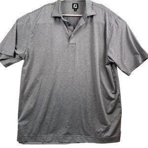 FootJoy Mens Striped Polo Shirt XXL Gray Short Sleeve Golf 2XL